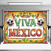 Lofaris Vintage Skull Viva Mexico Independence Day Backdrop